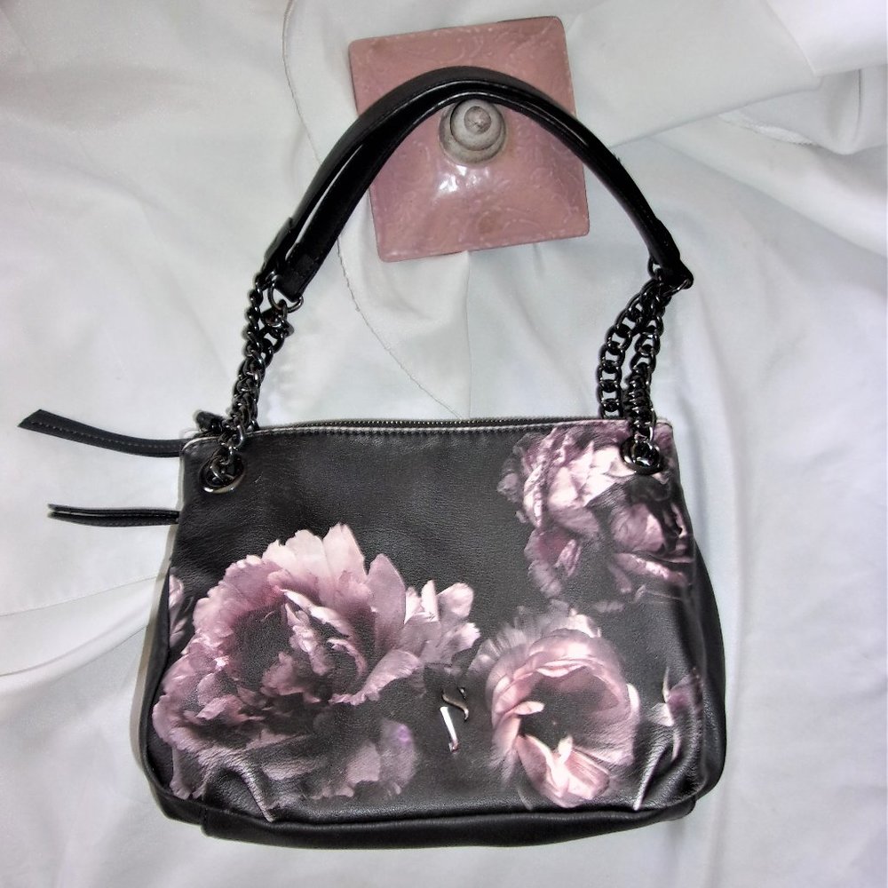 simply vera wang black faux leather purse bag